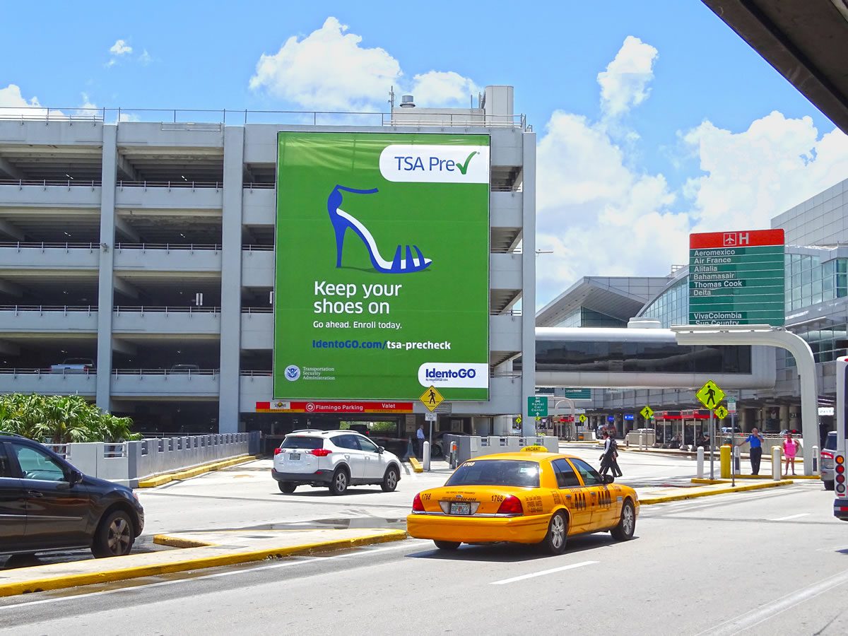 Keep Your Shoes On Fort Lauderdale Airport Banner for TSAPre-check using a high-heeled sandal